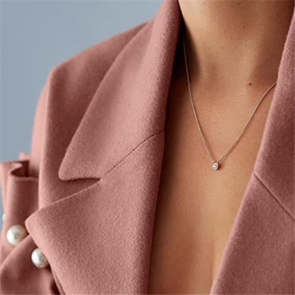 Diamond Necklaces for Women, Dainty Gold Necklace 14k Gold Plated Long Lariat - Picture 4 of 7